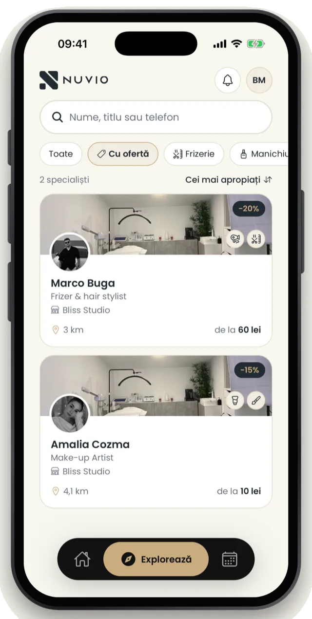 Searching for specialists in the Nuvio app