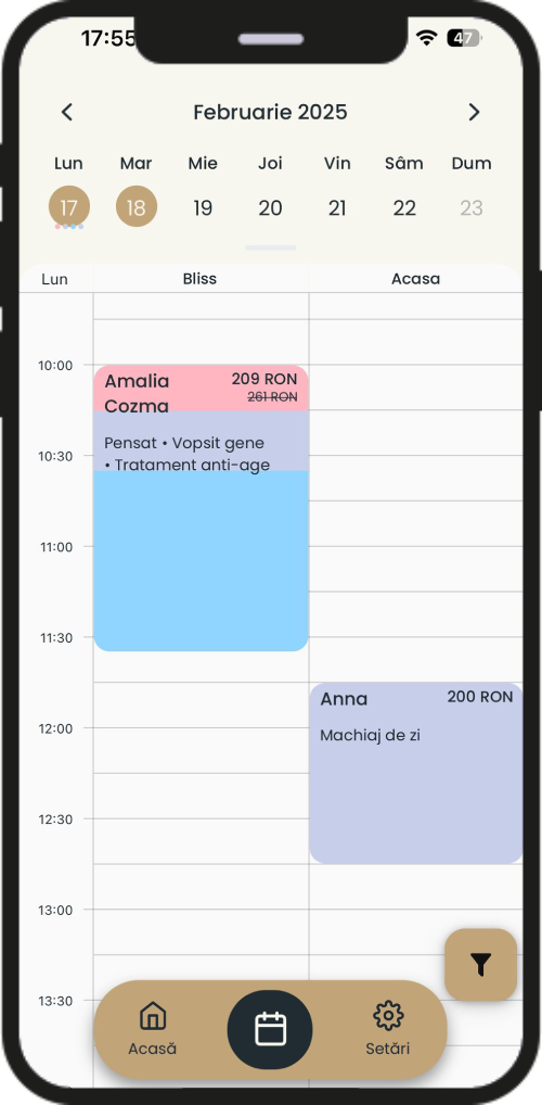 Nuvio aplicație de programări mobil