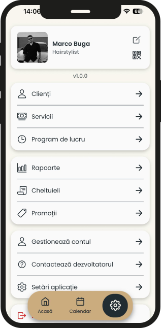 Nuvio funcționalități aplicație de programări