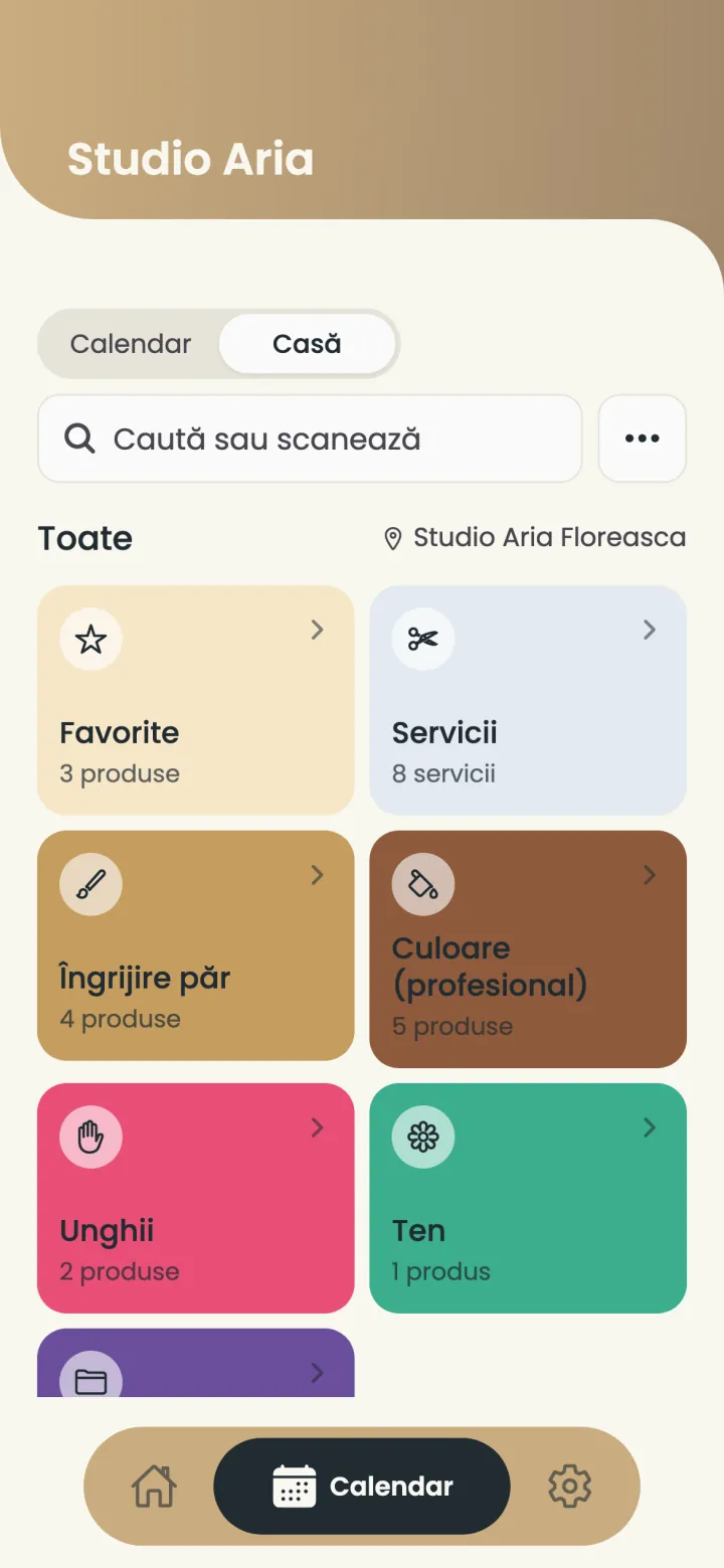 Casa pe telefon: căutarea, Favorite, Servicii și categoriile de produse