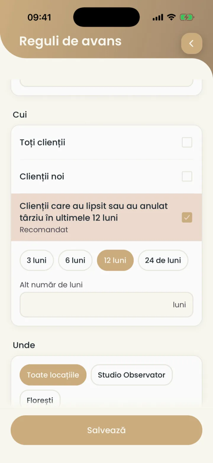 Regulile de avans: cui se cere și în ce locații