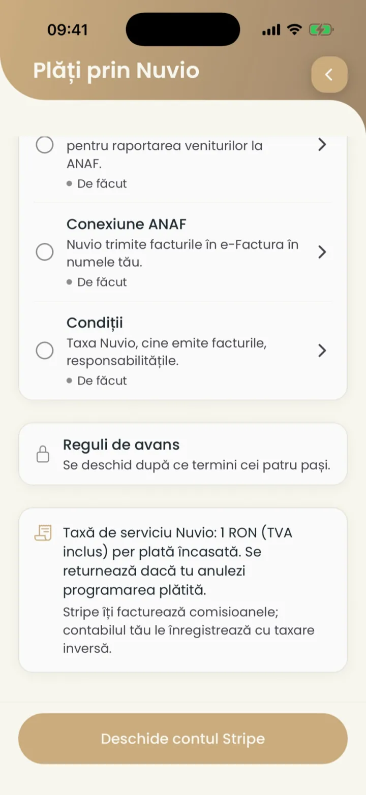 Pașii plăților, regulile de avans încă închise și taxa de serviciu Nuvio de 1 RON